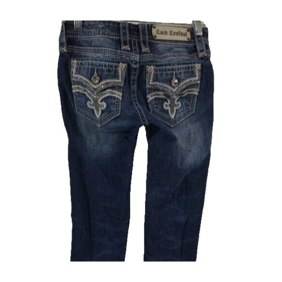 Rock Revival Drew Jeans Womens 25 Cuffed Skinny Distressed 26x29.5 - Picture 1 of 7